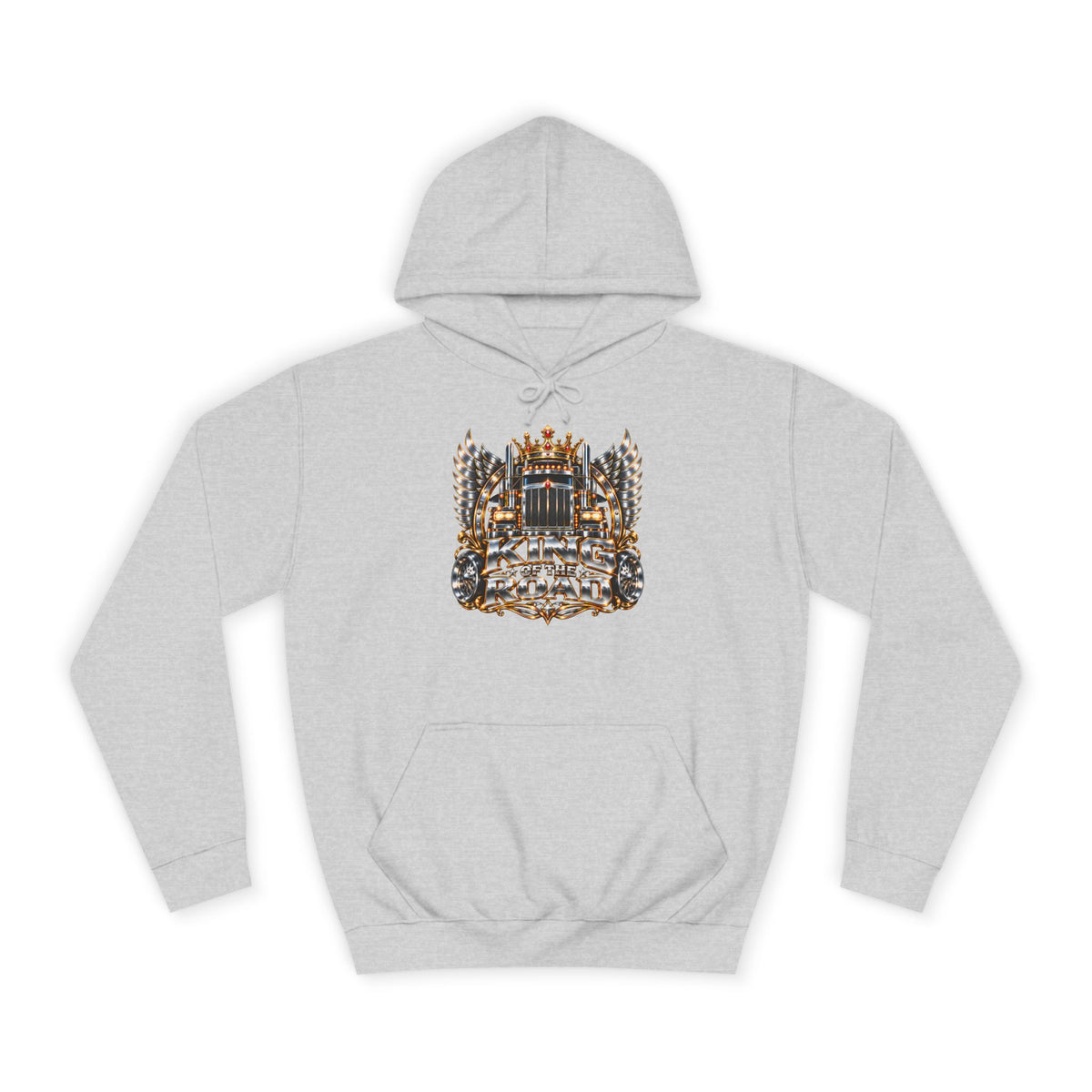 King of the Road pullover hoodie in Heather Grey