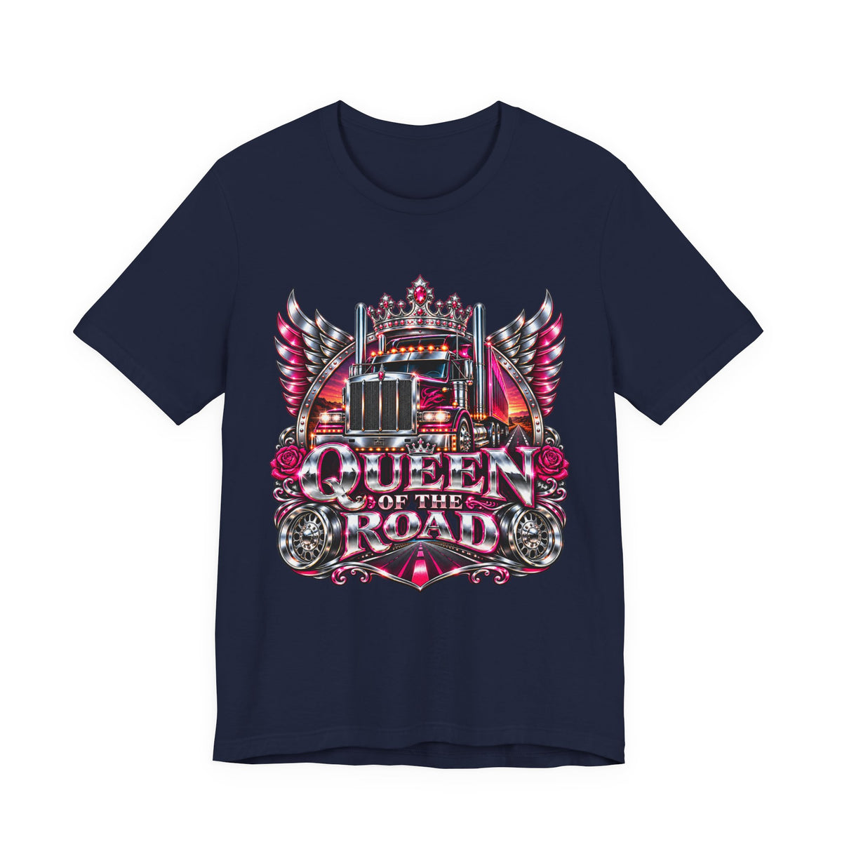 Queen of the Road unisex T-shirt in Navy