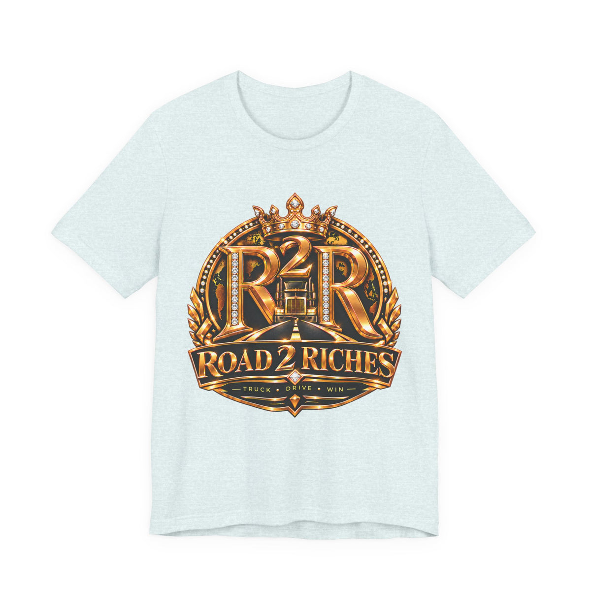 R2R Truck Drive Win unisex T-shirt in Heather Ice Blue