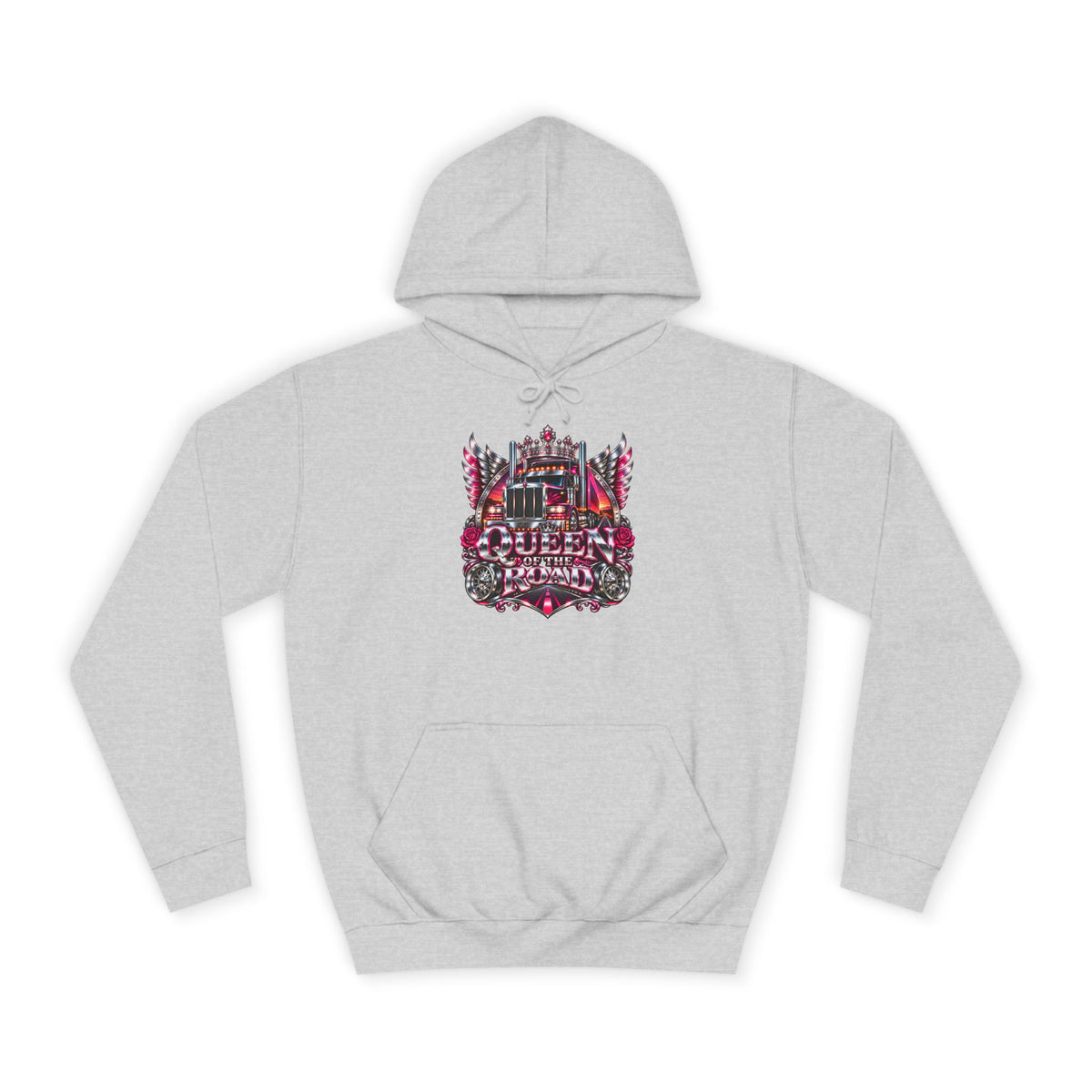 Queen of the Road pullover hoodie in Heather Grey