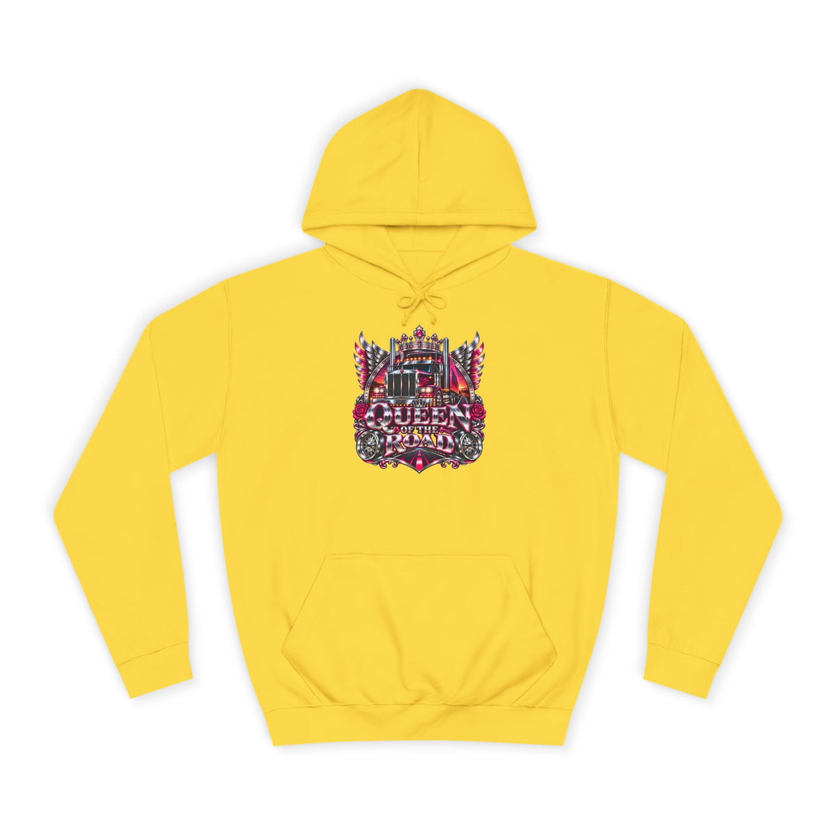 Queen of the Road pullover hoodie in Sun Yellow