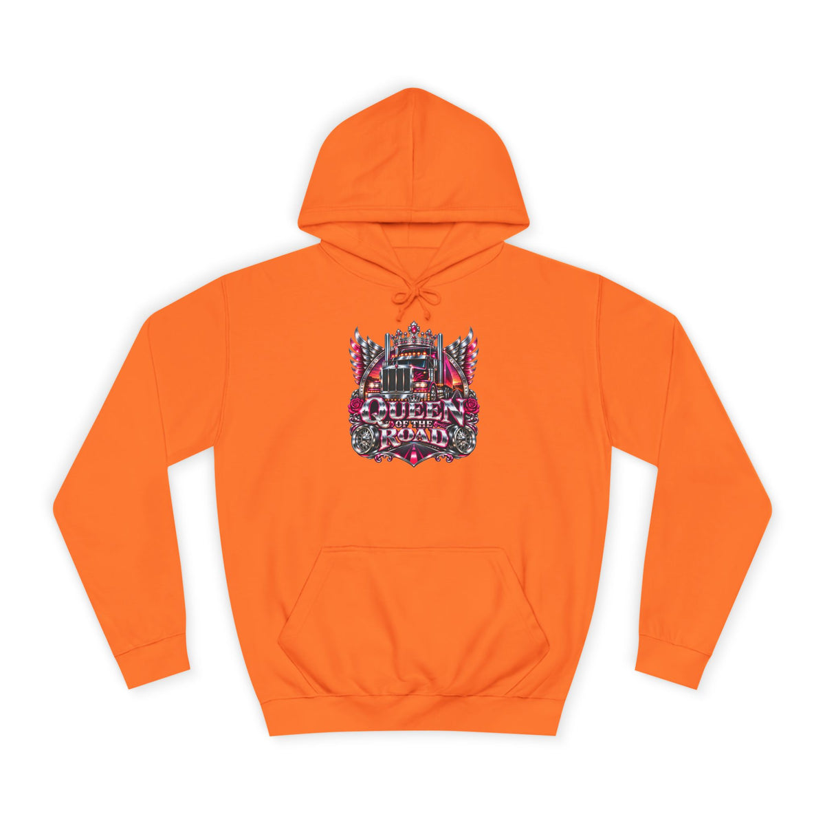Queen of the Road pullover hoodie in Orange Crush