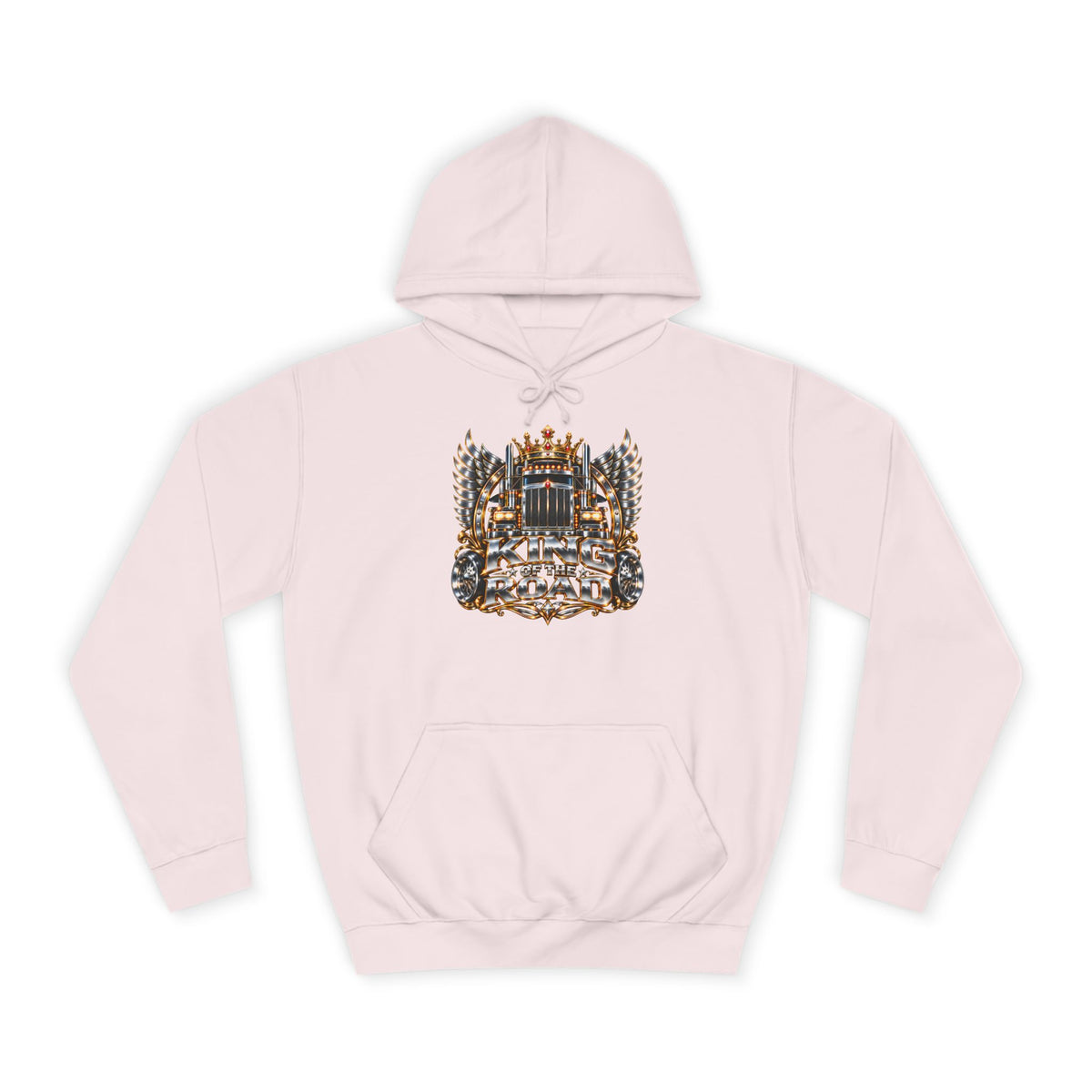 King of the Road pullover hoodie in Baby Pink