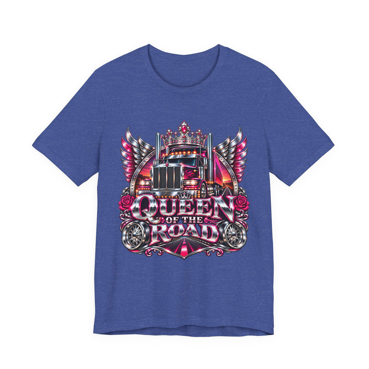 Queen of the Road unisex T-shirt in Heather True Royal