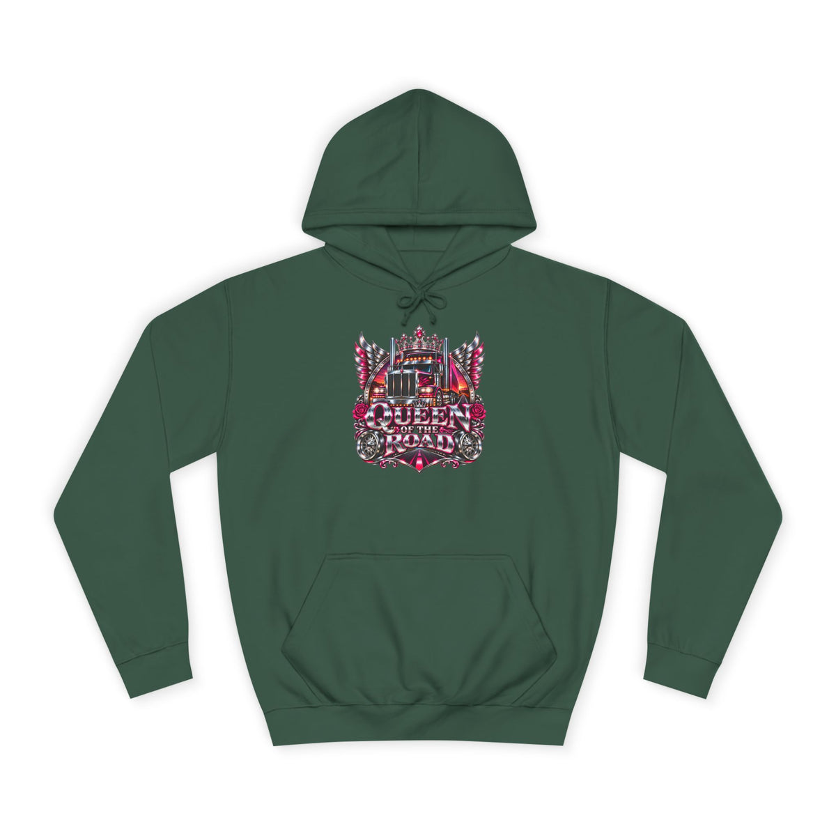 Queen of the Road pullover hoodie in Bottle Green