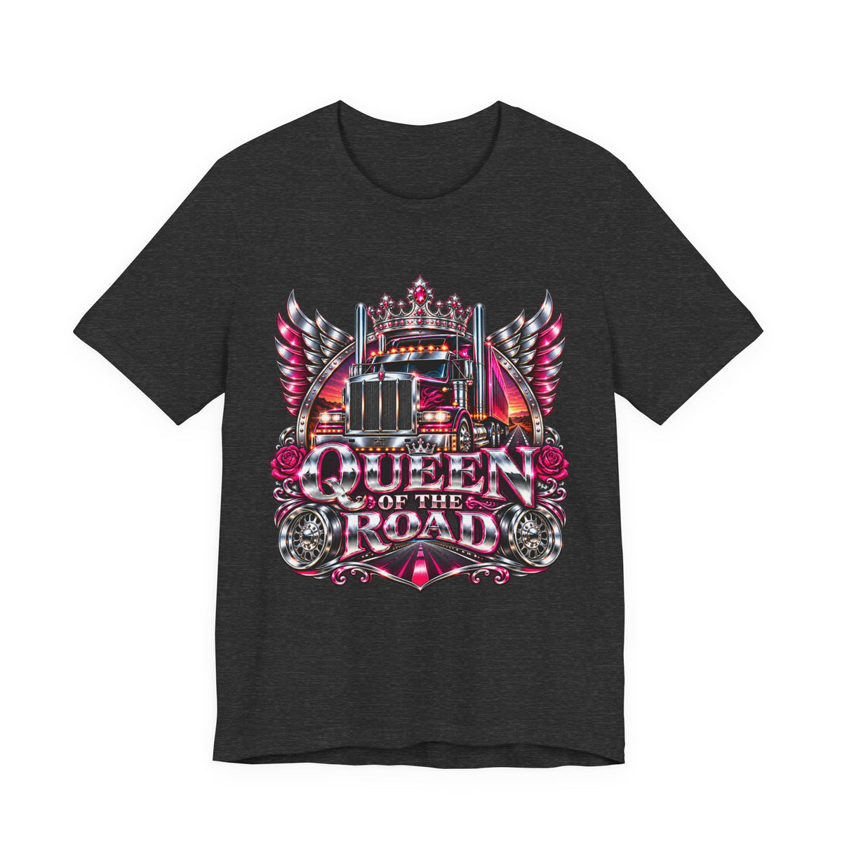 Queen of the Road unisex T-shirt in Dark Grey Heather