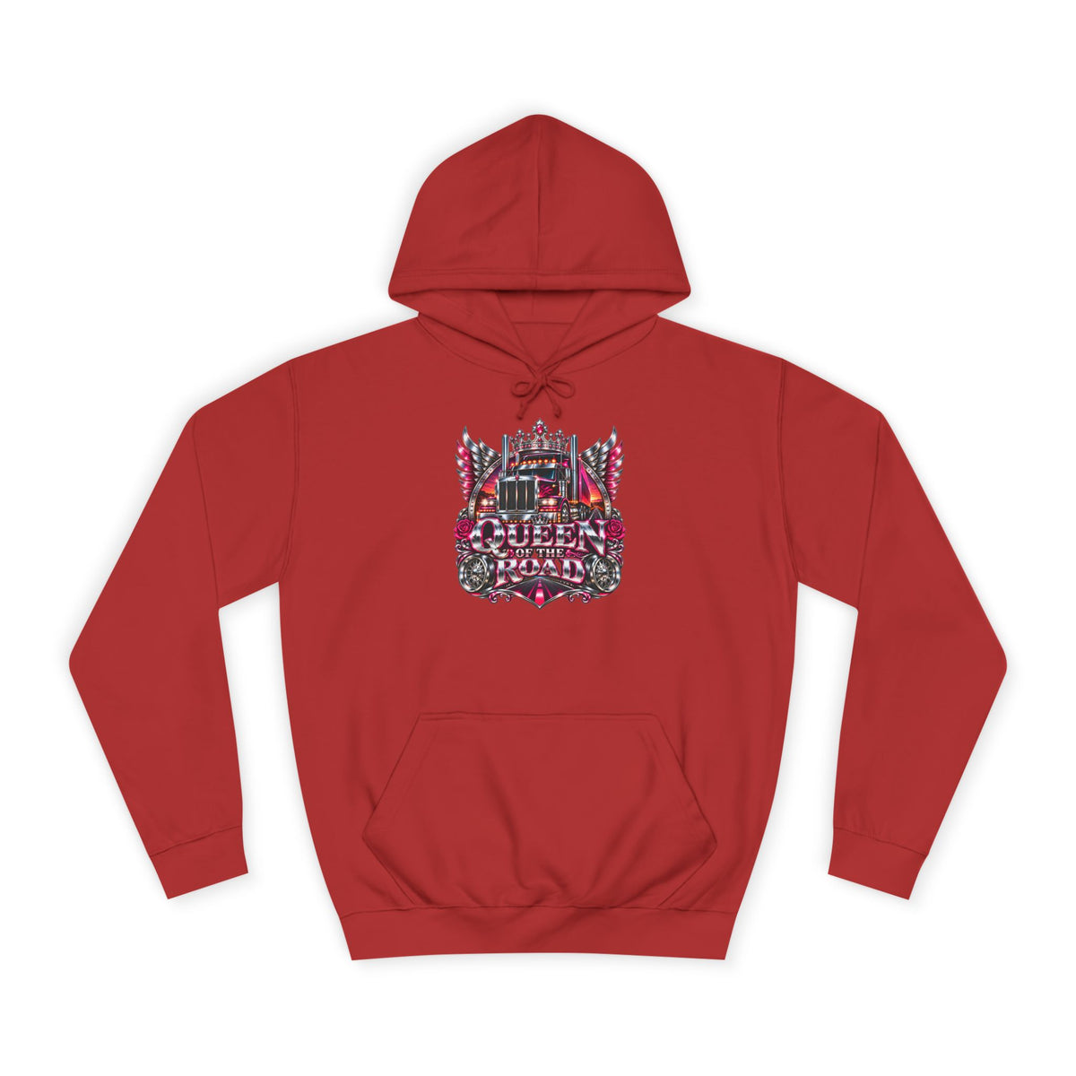 Queen of the Road pullover hoodie in Fire Red