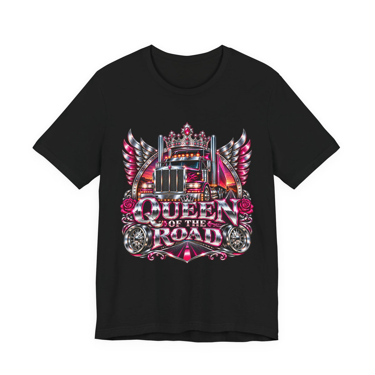 Queen of the Road unisex T-shirt in Black