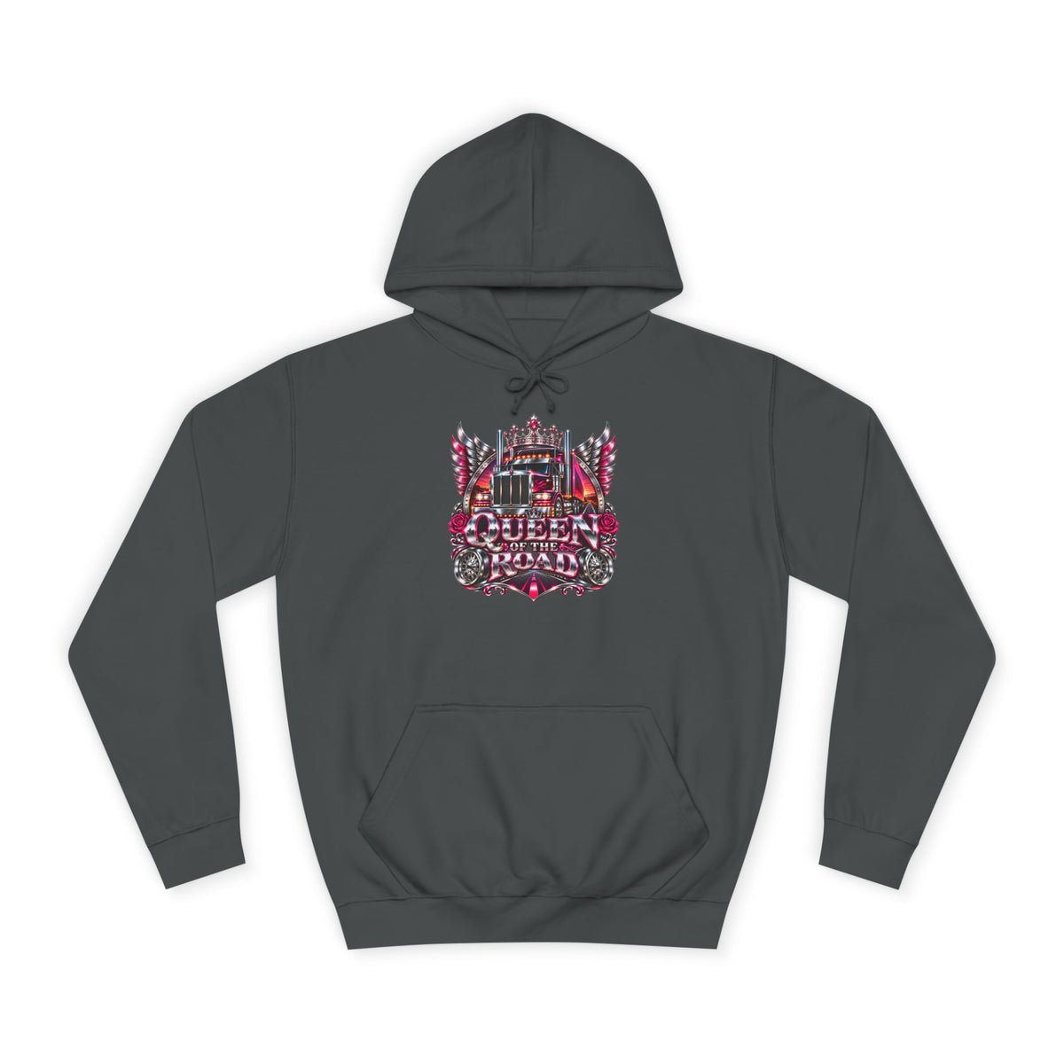 Queen of the Road pullover hoodie in Steel Grey