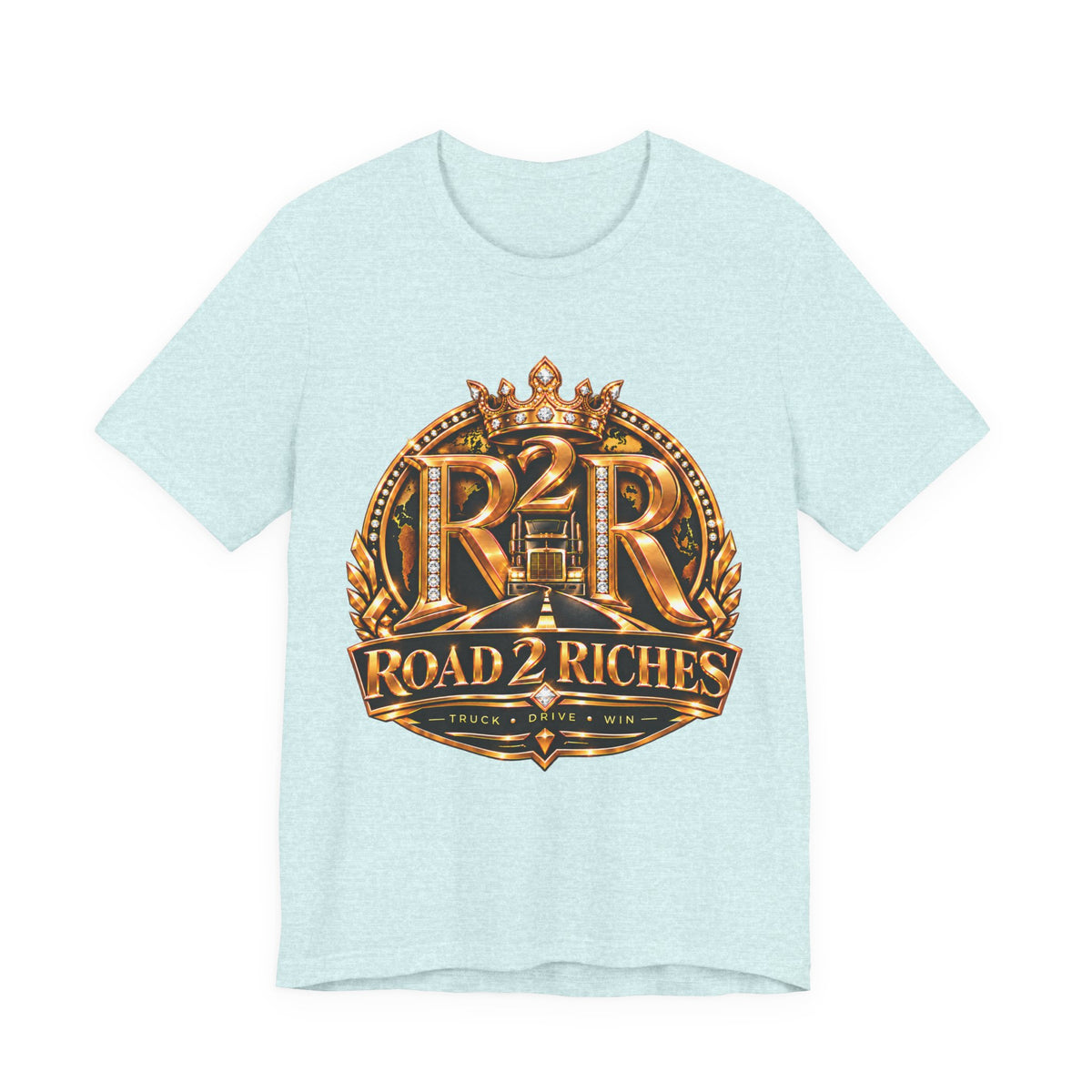 R2R Truck Drive Win unisex T-shirt in Heather Prism Ice Blue