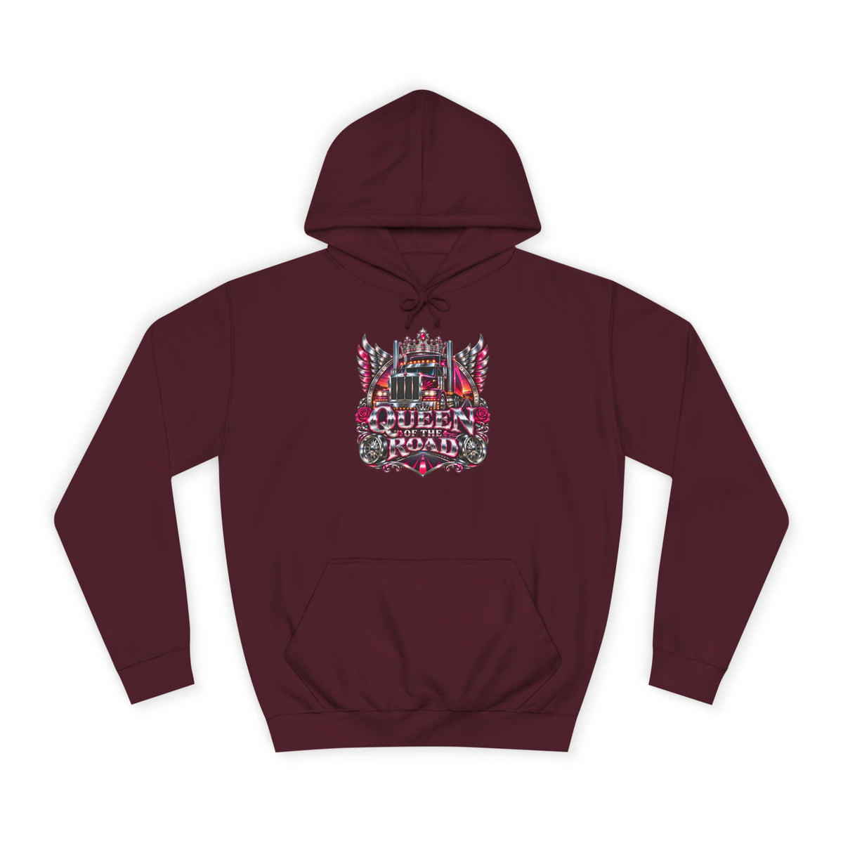 Queen of the Road pullover hoodie in Burgundy