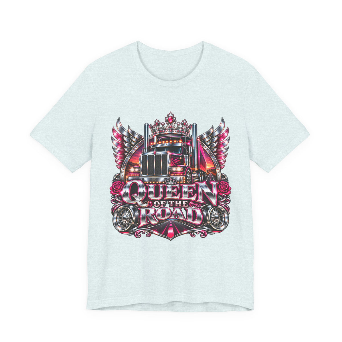 Queen of the Road unisex T-shirt in Heather Ice Blue