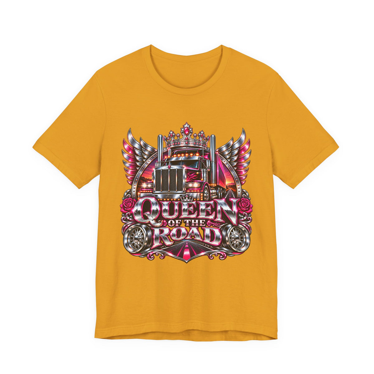 Queen of the Road unisex T-shirt in Mustard