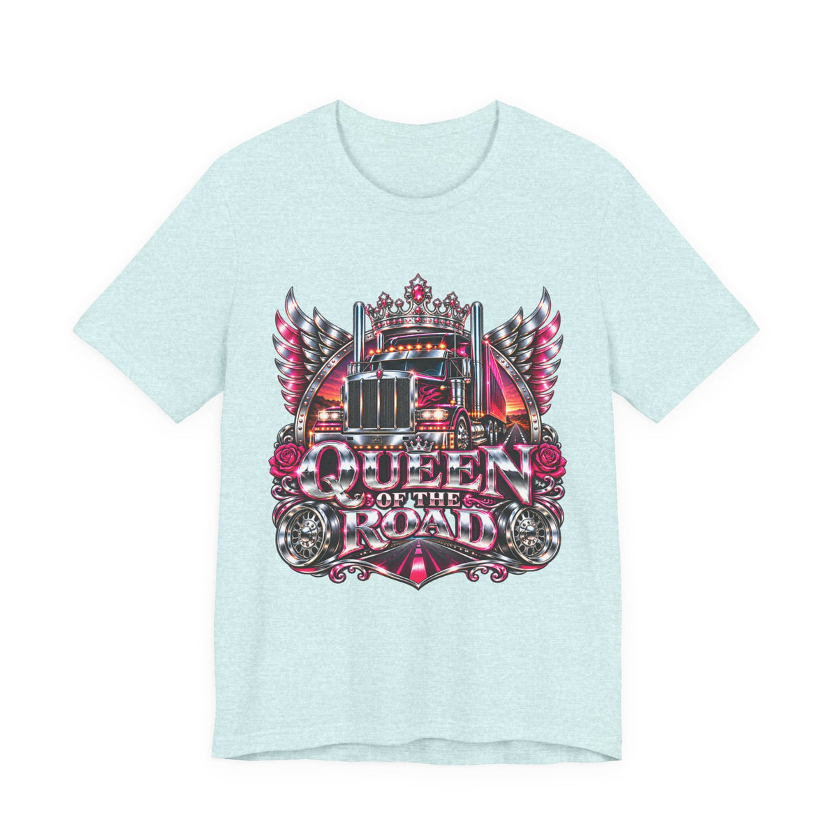 Queen of the Road unisex T-shirt in Heather Prism Ice Blue