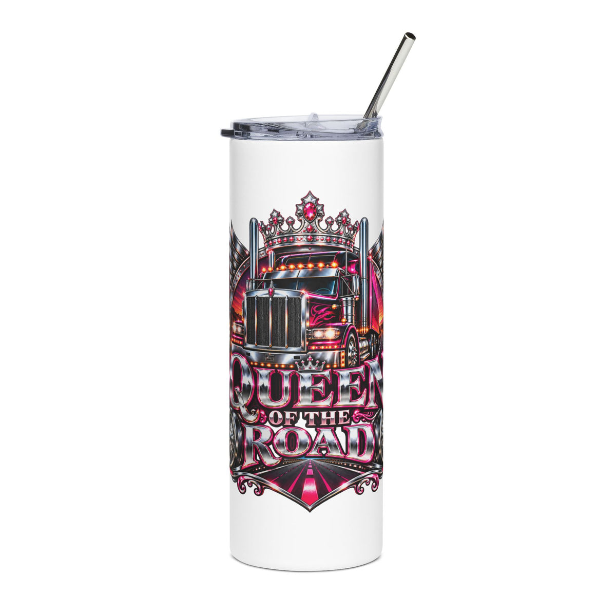 Queen of the Road 20oz stainless steel tumbler in White