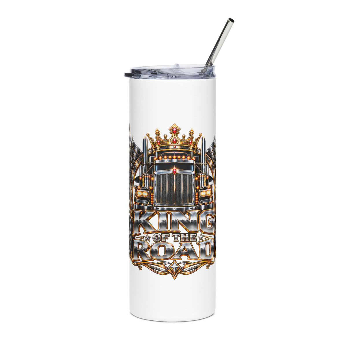King of the Road 20oz stainless steel tumbler in White