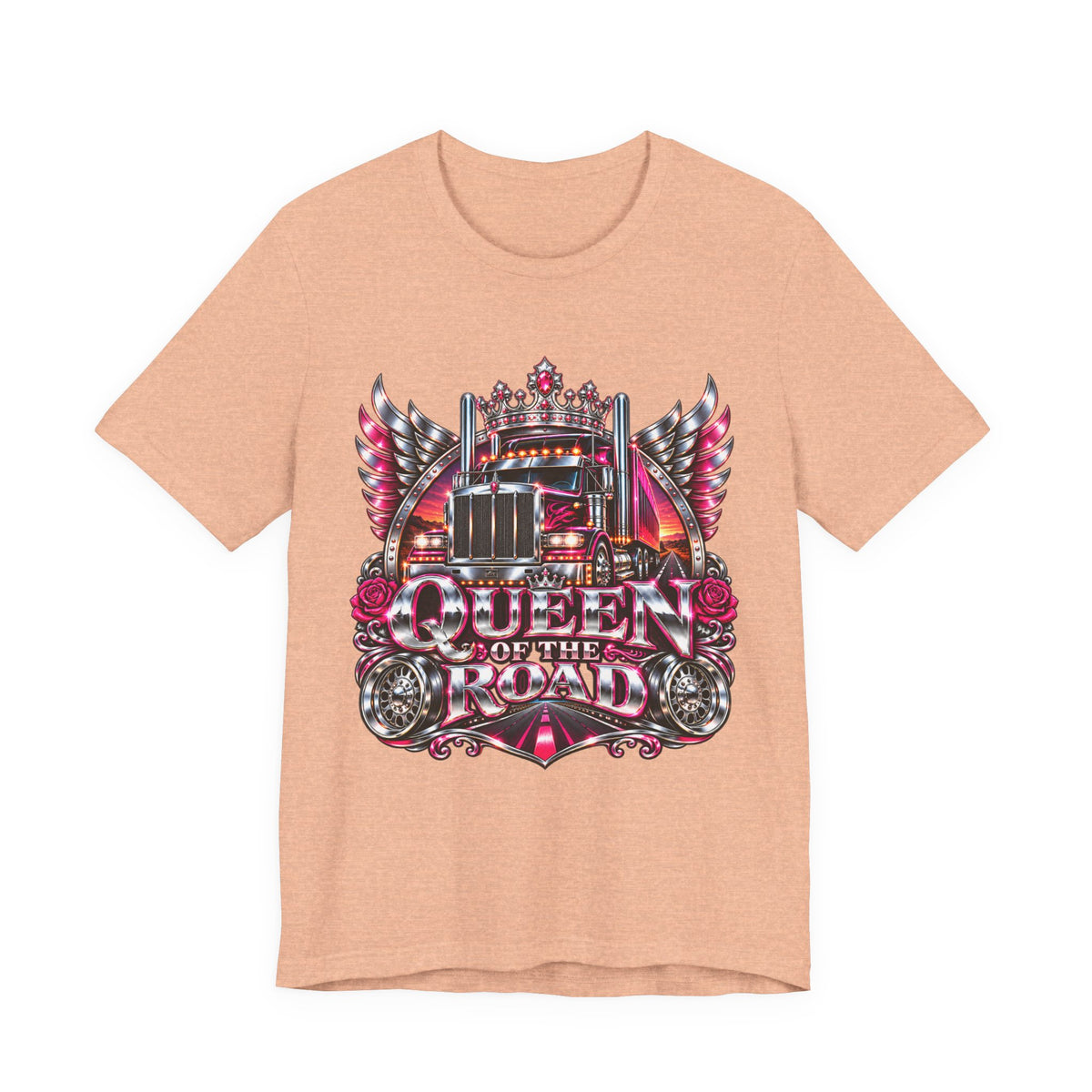 Queen of the Road unisex T-shirt in Heather Peach
