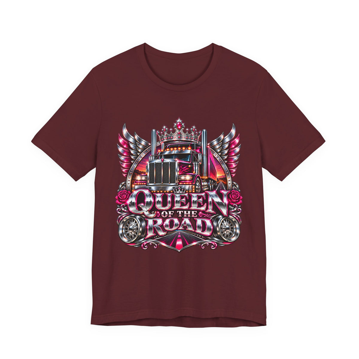 Queen of the Road unisex T-shirt in Maroon