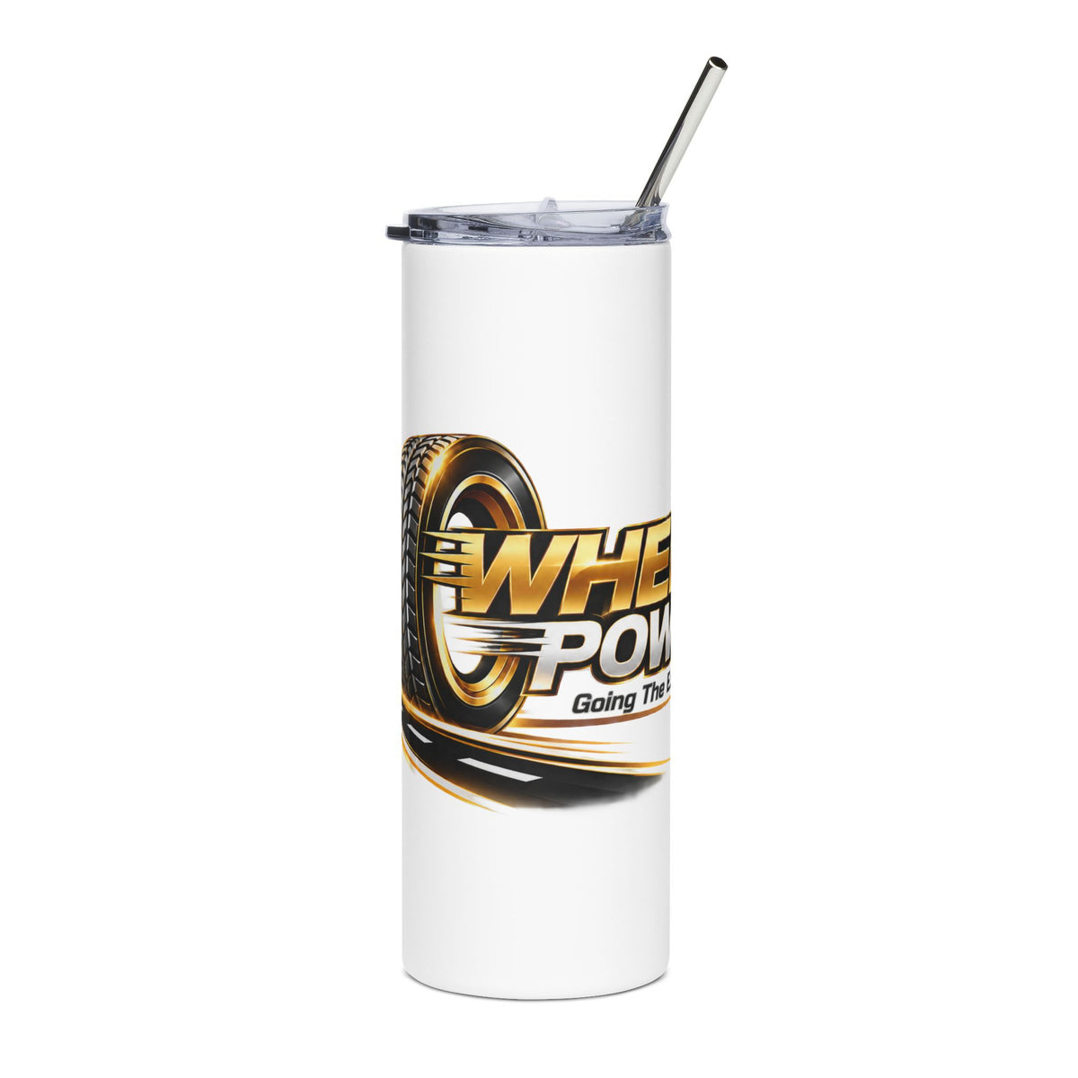 Wheel Power 20oz stainless steel tumbler in White