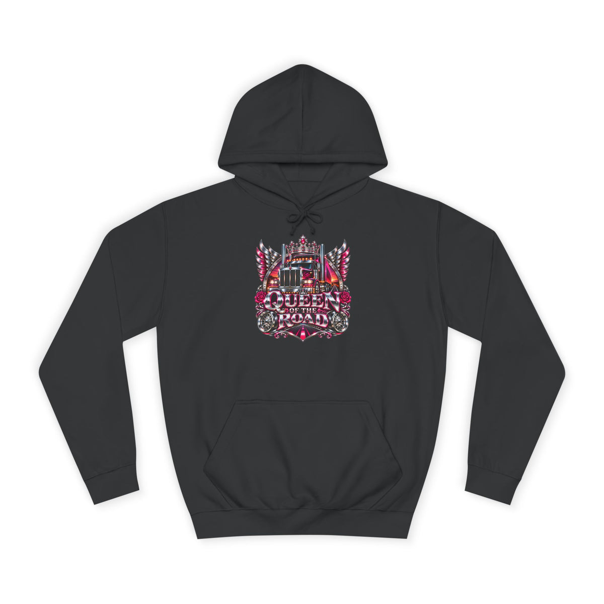 Queen of the Road pullover hoodie in Jet Black