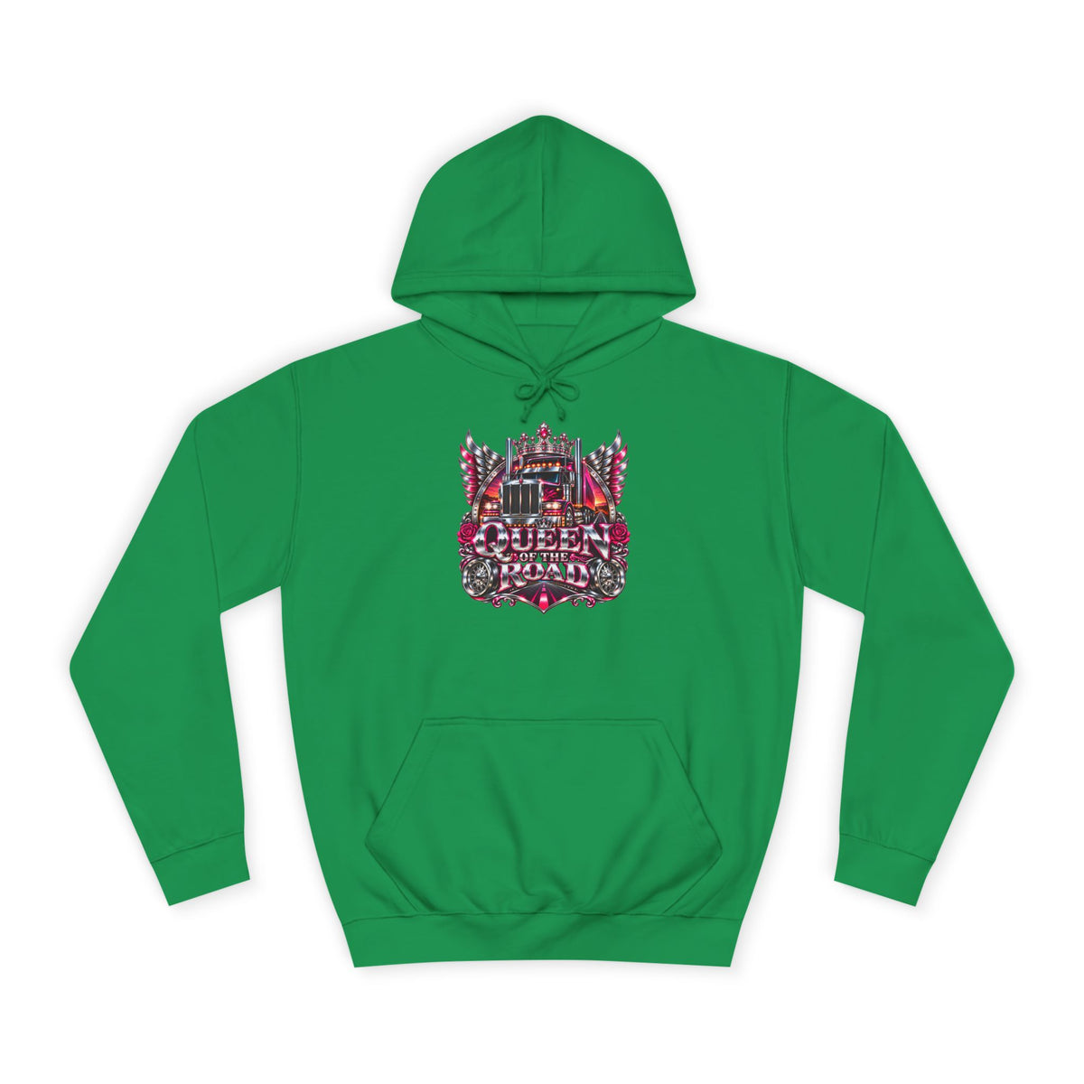Queen of the Road pullover hoodie in Kelly Green